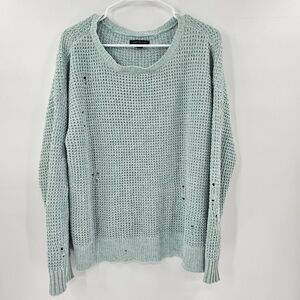 American eagle sweater Knit green blue large distressed